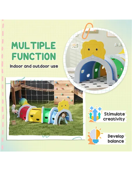 AIYAPLAY Kids Play Tunnel with Lion Design for 3-6 Years, Crawling, Climbing, Indoors & Outdoors