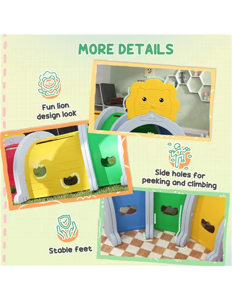 AIYAPLAY Kids Play Tunnel with Lion Design for 3-6 Years, Crawling, Climbing, Indoors & Outdoors