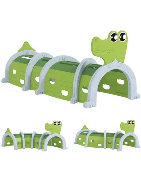 AIYAPLAY Crocodile Design Kids Play Tunnel for Ages 3-6 Crawl and Climb