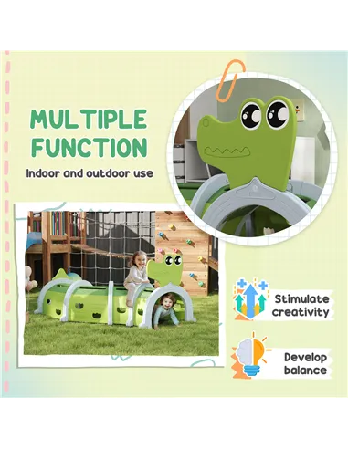 AIYAPLAY Crocodile Design Kids Play Tunnel for Ages 3-6 Crawl and Climb