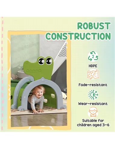 AIYAPLAY Crocodile Design Kids Play Tunnel for Ages 3-6 Crawl and Climb