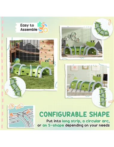 AIYAPLAY Crocodile Design Kids Play Tunnel for Ages 3-6 Crawl and Climb