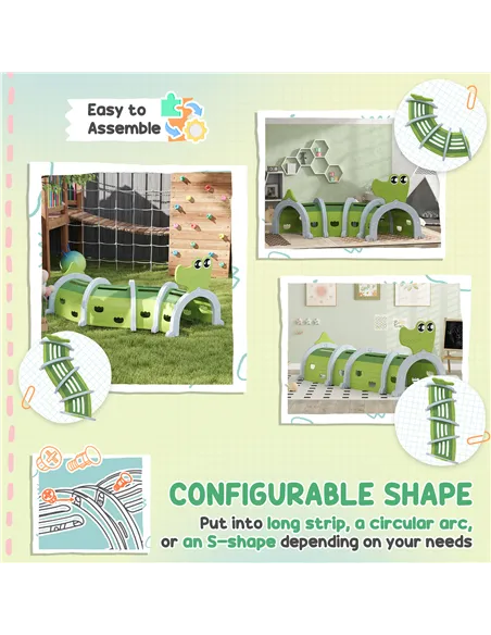 AIYAPLAY Crocodile Design Kids Play Tunnel for Ages 3-6 Crawl and Climb