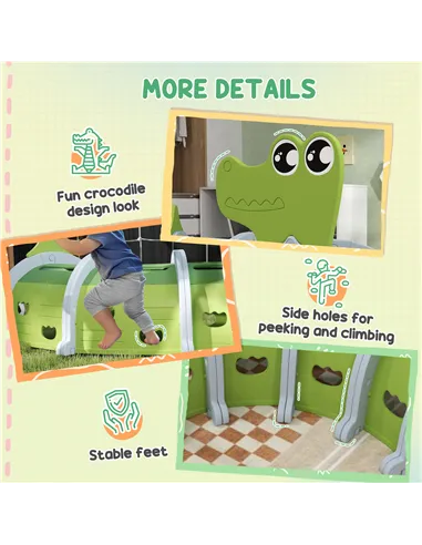 AIYAPLAY Crocodile Design Kids Play Tunnel for Ages 3-6 Crawl and Climb