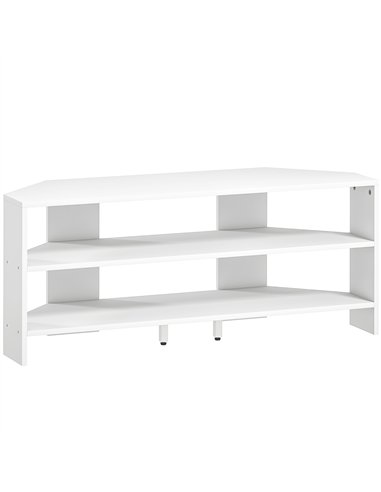 HOMCOM Corner TV Stand with 2 Open Shelves for 47 Inch TV - White