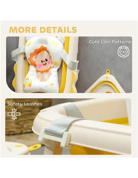 AIYAPLAY Foldable Baby Bath Tub Set with Bath Cushion, Wash Basin, Non-Slip Stand, Bottom, Yellow