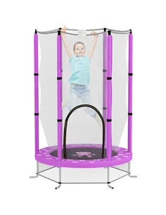AIYAPLAY 4.6ft Toddler Trampoline w/ Safety Enclosure Net, for Indoor Outdoor Use, Ages 3-6 Years, Purple