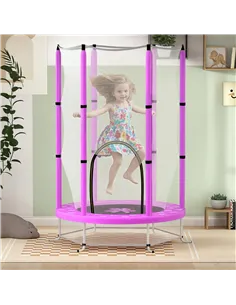 AIYAPLAY 4.6ft Toddler Trampoline w/ Safety Enclosure Net, for Indoor Outdoor Use, Ages 3-6 Years, Purple 2