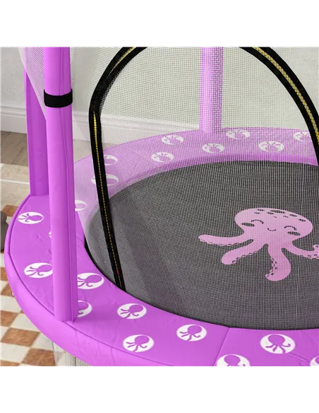 AIYAPLAY 4.6ft Toddler Trampoline w/ Safety Enclosure Net, for Indoor Outdoor Use, Ages 3-6 Years, Purple