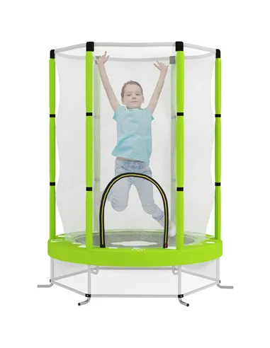 AIYAPLAY 4.6ft Toddler Trampoline w/ Safety Enclosure Net, for Indoor Outdoor Use, Ages 3-6 Years, Green