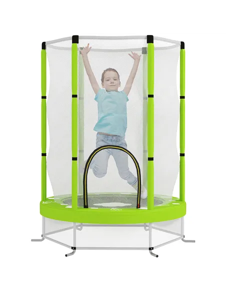 AIYAPLAY 4.6ft Toddler Trampoline w/ Safety Enclosure Net, for Indoor Outdoor Use, Ages 3-6 Years, Green