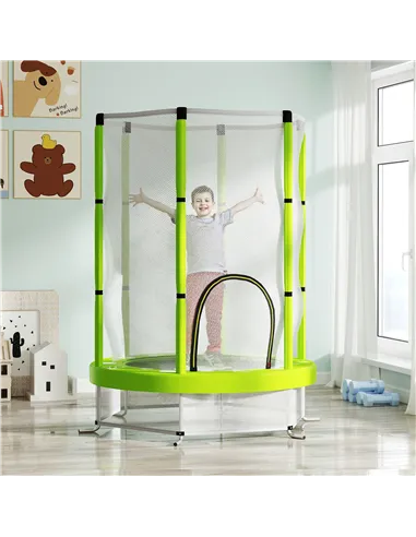 AIYAPLAY 4.6ft Toddler Trampoline w/ Safety Enclosure Net, for Indoor Outdoor Use, Ages 3-6 Years, Green