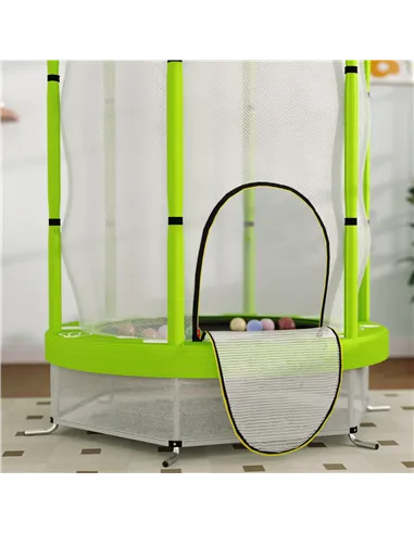 AIYAPLAY 4.6ft Toddler Trampoline w/ Safety Enclosure Net, for Indoor Outdoor Use, Ages 3-6 Years, Green