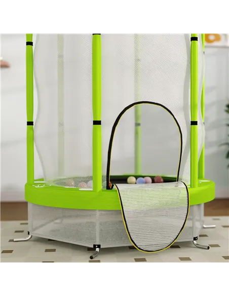 AIYAPLAY 4.6ft Toddler Trampoline w/ Safety Enclosure Net, for Indoor Outdoor Use, Ages 3-6 Years, Green