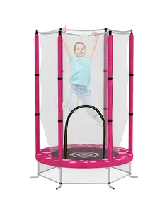 AIYAPLAY 4.6ft Toddler Trampoline w/ Safety Enclosure Net, for Indoor Outdoor Use, Ages 3-6 Years, Pink