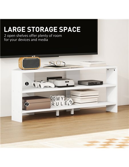 HOMCOM Corner TV Stand with 2 Open Shelves for 47 Inch TV - White
