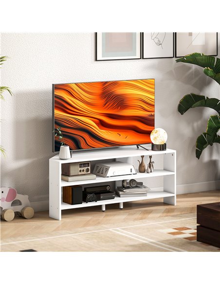 HOMCOM Corner TV Stand with 2 Open Shelves for 47 Inch TV - White