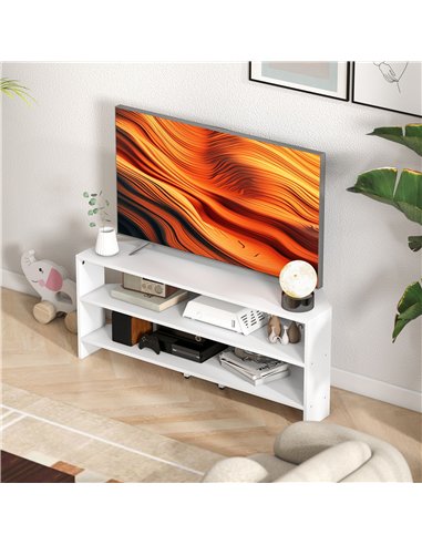 HOMCOM Corner TV Stand with 2 Open Shelves for 47 Inch TV - White