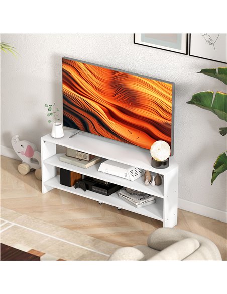 HOMCOM Corner TV Stand with 2 Open Shelves for 47 Inch TV - White