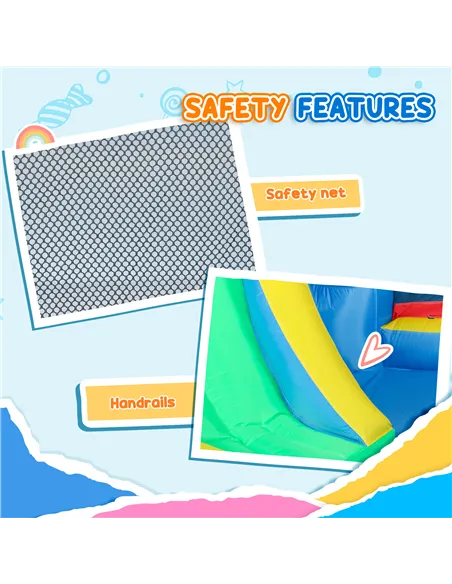 AIYAPLAY Inflatable Bouncy Castle with 550W Blower, Basketball Hoop, Long Slide, Dart Board, Carrying Bag, 385 x 290 x 180 cm