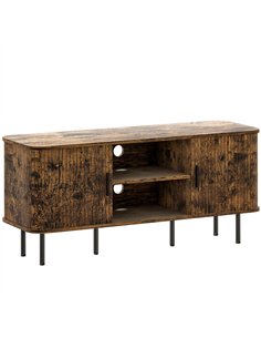 HOMCOM TV Stand Cabinet for TVs up to 55 Inches, TV Unit with Storage Shelves and Cupboard for Living Room, Rustic Brown