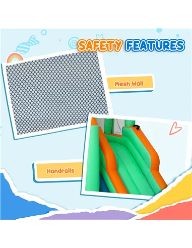 AIYAPLAY 8 in 1 Inflatable Bounce House with 680W Blower, Slide, 2 Pools, Basketball Hoop, Climbing Wall, Water Gun, Ring Toss