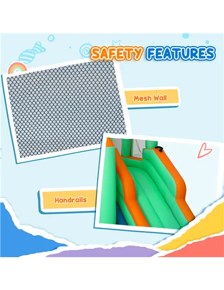 AIYAPLAY 8 in 1 Inflatable Bounce House with 680W Blower, Slide, 2 Pools, Basketball Hoop, Climbing Wall, Water Gun, Ring Toss