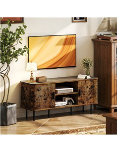HOMCOM TV Stand Cabinet for TVs up to 55 Inches, TV Unit with Storage Shelves and Cupboard for Living Room, Rustic Brown 2