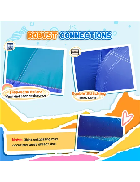 AIYAPLAY 5 in 1 Bouncy Castle for Children with 550W Blower, Water Slide, Splash Pool, Jumping Area, Climbing Wall, Cannon