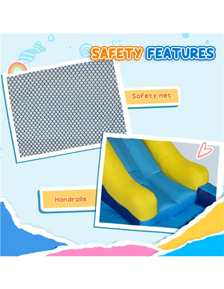 AIYAPLAY 5 in 1 Bouncy Castle for Children with 550W Blower, Water Slide, Splash Pool, Jumping Area, Climbing Wall, Cannon