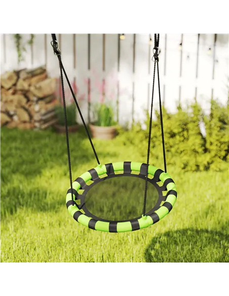 AIYAPLAY 60cm Diameter Kid Nest Swing Seat with Height Adjustable Ropes, for Outdoor, Indoor, Black/Green