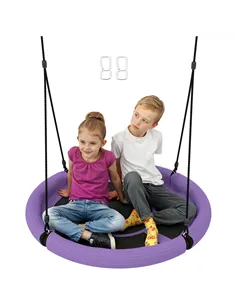 AIYAPLAY 100cm Diameter Nest Seat for Kids with Height Adjustable Hanging Ropes for Outdoor, Playground, Garden, Purple