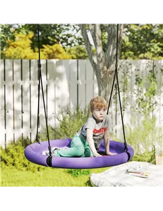 AIYAPLAY 100cm Diameter Nest Seat for Kids with Height Adjustable Hanging Ropes for Outdoor, Playground, Garden, Purple 2