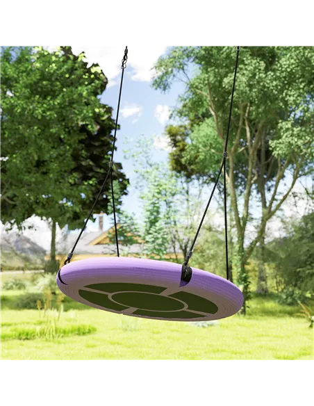 AIYAPLAY 100cm Diameter Nest Seat for Kids with Height Adjustable Hanging Ropes for Outdoor, Playground, Garden, Purple