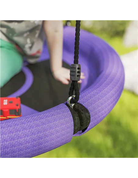 AIYAPLAY 100cm Diameter Nest Seat for Kids with Height Adjustable Hanging Ropes for Outdoor, Playground, Garden, Purple
