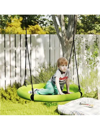 AIYAPLAY 100cm Diameter Nest Seat for Kids with Height Adjustable Hanging Ropes for Outdoor, Playground, Garden, Green