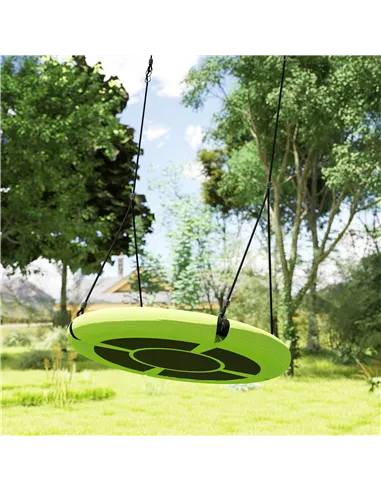AIYAPLAY 100cm Diameter Nest Seat for Kids with Height Adjustable Hanging Ropes for Outdoor, Playground, Garden, Green