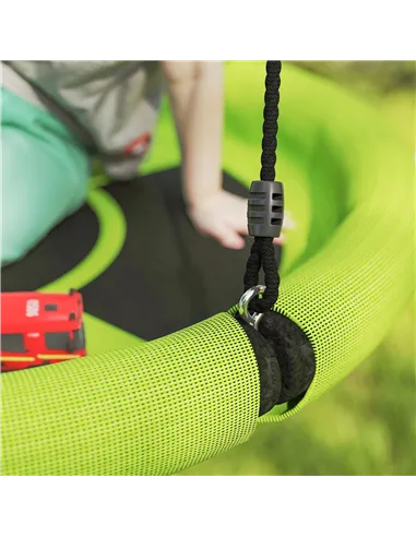 AIYAPLAY 100cm Diameter Nest Seat for Kids with Height Adjustable Hanging Ropes for Outdoor, Playground, Garden, Green