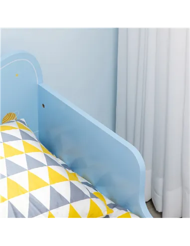 ZONEKIZ Space Themed Toddler Bed, Kids Bedroom Furniture, with Safety Rails - Blue