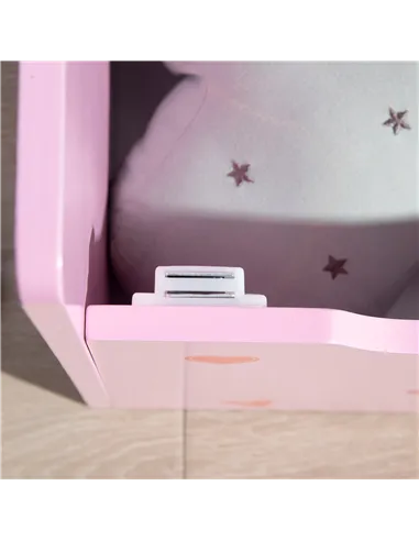 ZONEKIZ 4PCs Kids Bedroom Furniture Set with Bed, Toy Box Bench, Dressing Table and Stool, Princess Themed, for 3-6 Years Old, P