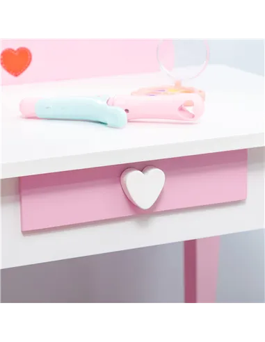 ZONEKIZ 3PCs Kids Bedroom Furniture Set with Bed, Dressing Table and Stool, Princess Themed, for 3-6 Years Old, Pink