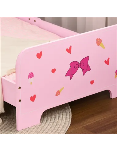 ZONEKIZ 3PCs Kids Bedroom Furniture Set with Bed, Dressing Table and Stool, Princess Themed, for 3-6 Years Old, Pink