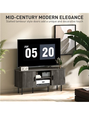 HOMCOM TV Stand Cabinet for TVs up to 55 Inches, TV Unit with Storage Shelves and Cupboard for Living Room, Grey