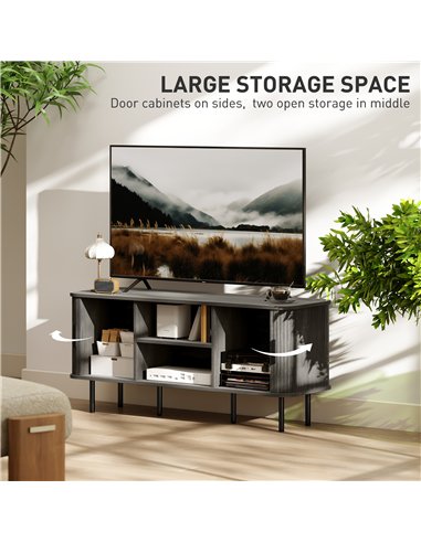 HOMCOM TV Stand Cabinet for TVs up to 55 Inches, TV Unit with Storage Shelves and Cupboard for Living Room, Grey