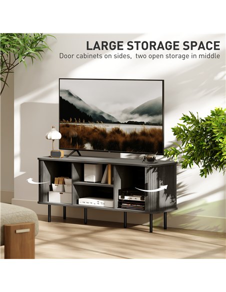 HOMCOM TV Stand Cabinet for TVs up to 55 Inches, TV Unit with Storage Shelves and Cupboard for Living Room, Grey