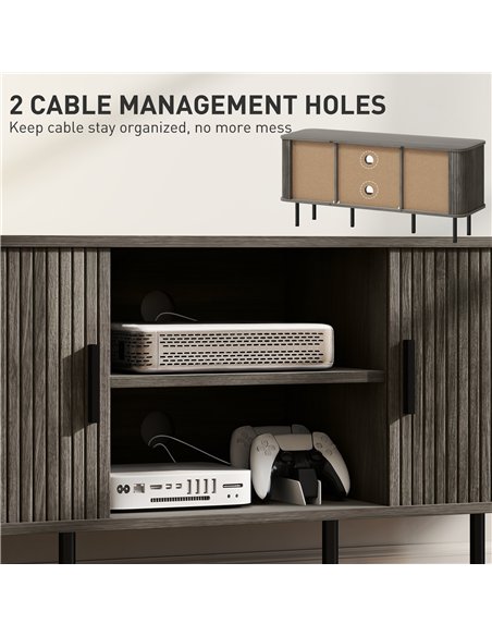 HOMCOM TV Stand Cabinet for TVs up to 55 Inches, TV Unit with Storage Shelves and Cupboard for Living Room, Grey