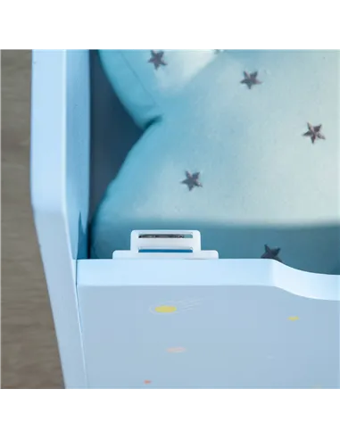 ZONEKIZ 3PCs Kids Bedroom Furniture Set with Bed, Toy Box Bench, Storage Unit with Baskets, Space Themed, for 3-6 Years Old, Blu