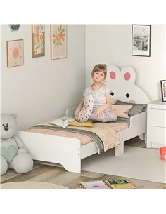 ZONEKIZ Rabbit-Designed Toddler Bed, Kids Bedroom Furniture - White 2