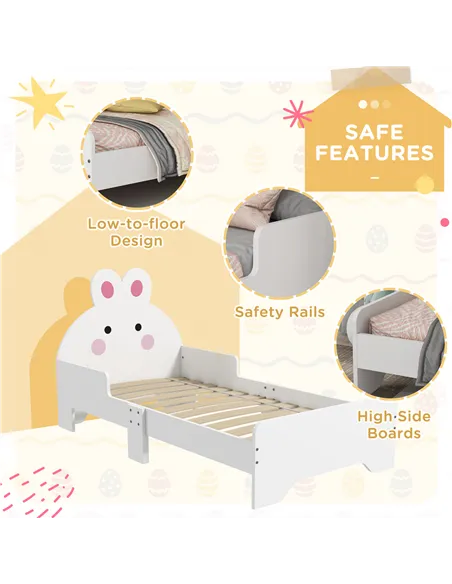 ZONEKIZ Rabbit-Designed Toddler Bed, Kids Bedroom Furniture - White