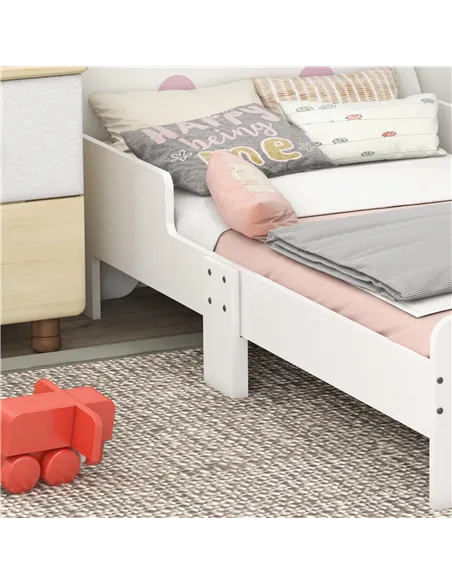 ZONEKIZ Rabbit-Designed Toddler Bed, Kids Bedroom Furniture - White